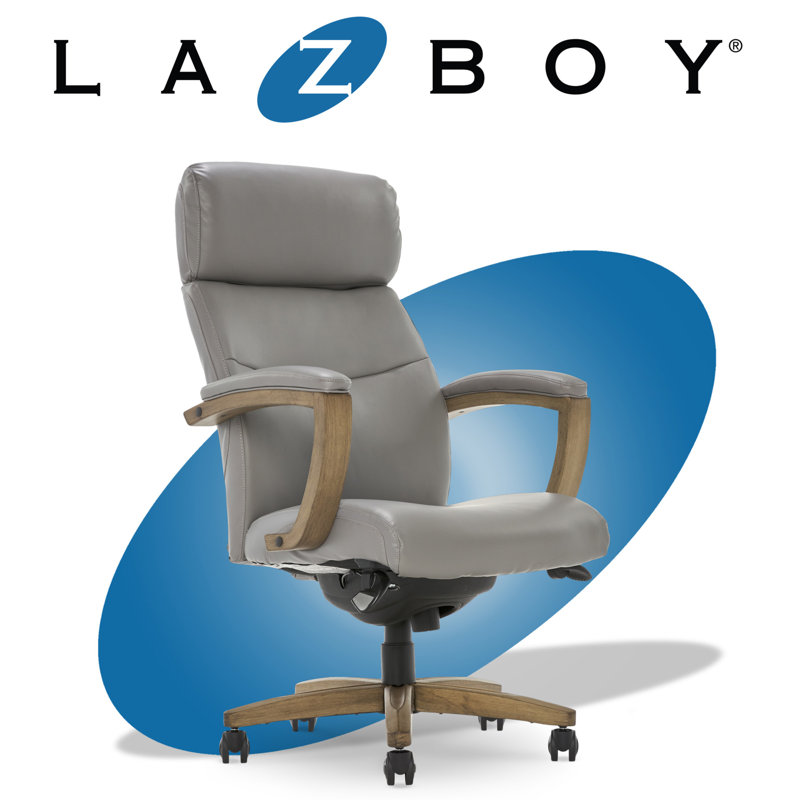 La Z Boy Greyson Modern Executive High Back Office Chair with Solid Wood Arms and Lumbar Support Reviews Wayfair